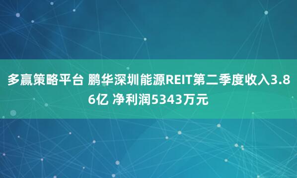 多赢策略平台 鹏华深圳能源REIT第二季度收入3.86亿 净利润5343万元