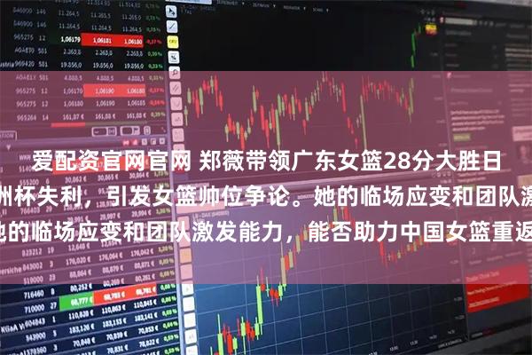 爱配资官网官网 郑薇带领广东女篮28分大胜日本冠军，对比宫鲁鸣亚洲杯失利，引发女篮帅位争论。她的临场应变和团队激发能力，能否助力中国女篮重返巅峰？