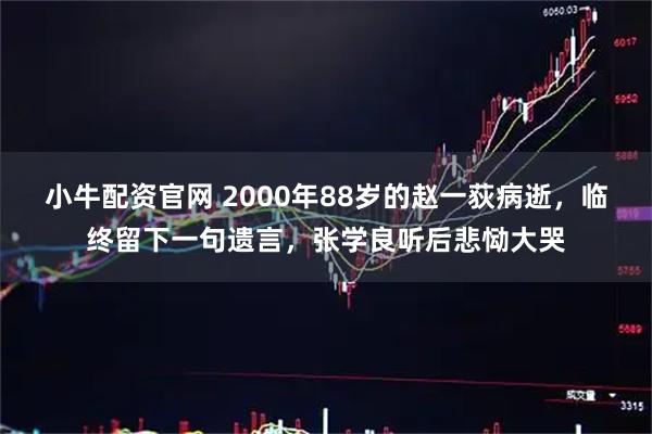 小牛配资官网 2000年88岁的赵一荻病逝，临终留下一句遗言，张学良听后悲恸大哭
